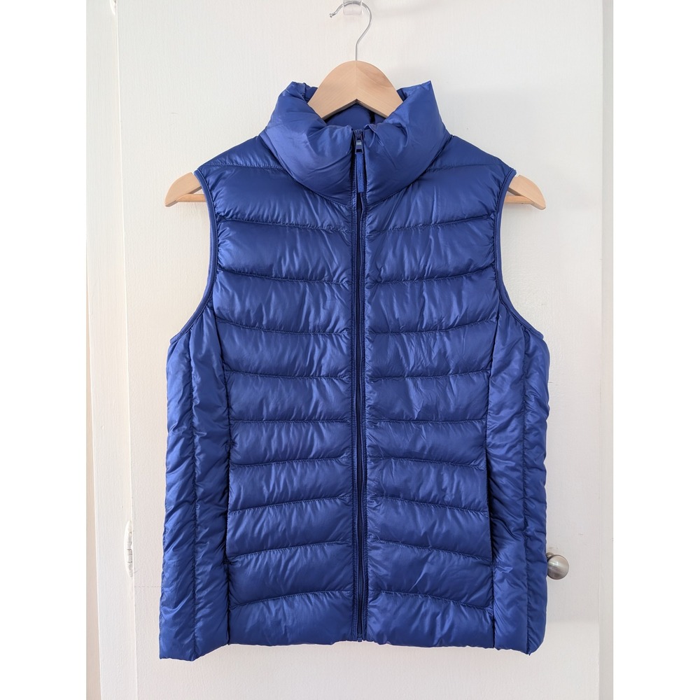 Uniqlo Ultra Light Down Vest Royal Blue Quilted Puffer Womens M Granola Outdoors